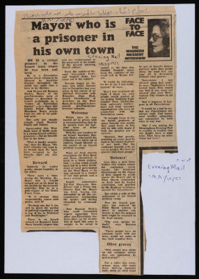 "Mayor Who is a Prisoner in His Own Town", a Clipping from the Evening Mail, December 1980