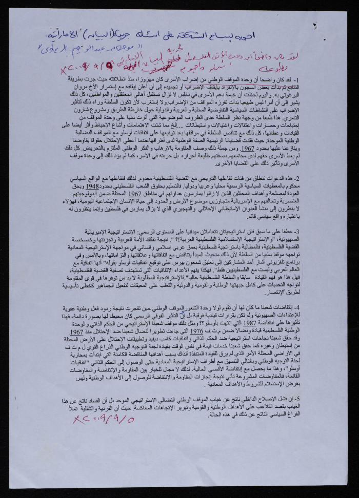 Bassam ash-Shakʿa Responds to Questions Raised in al Bayan Emirati Newspaper