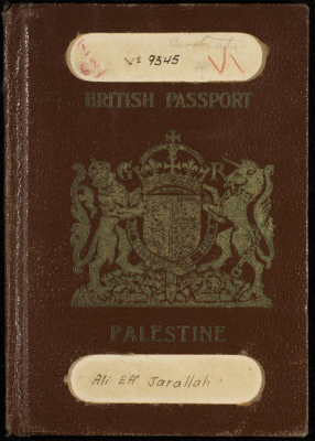 Ali Jarallah's Passport Issued in Mandatory Palestine, 18 July 1927 