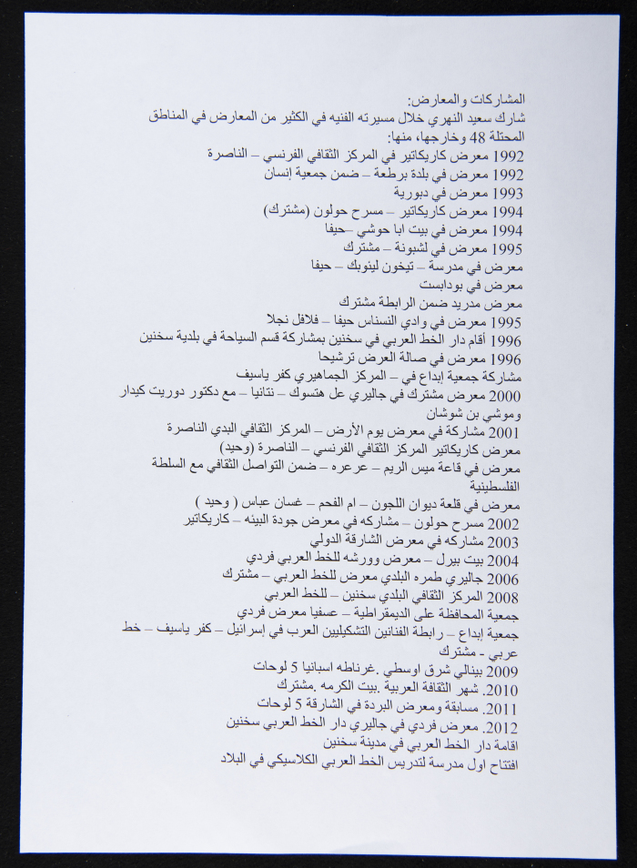 Lectures and Exhibition in Which Saʿid Falah an-Nahry Participated 