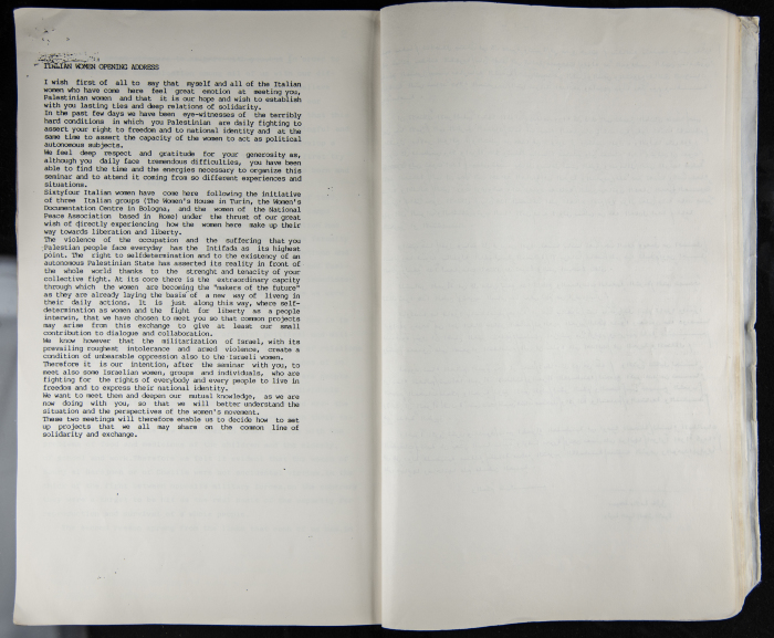 The Women's Conference on the Palestinian - Italian Relationship, 1988 