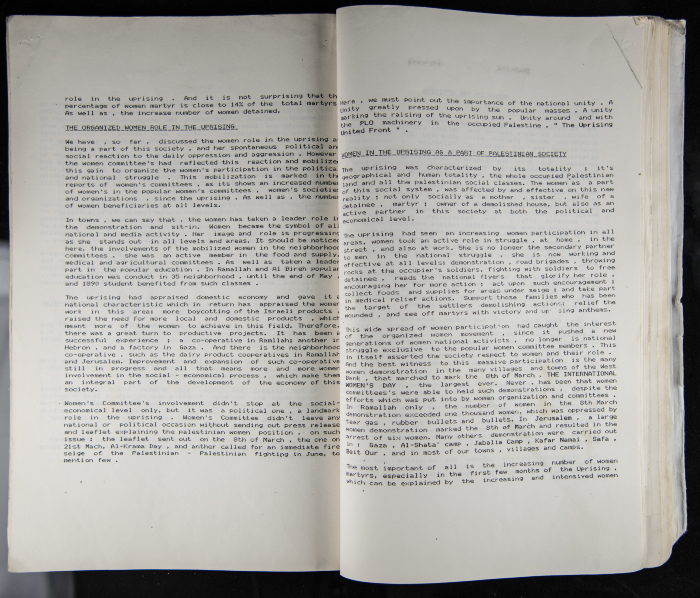 The Women's Conference on the Palestinian - Italian Relationship, 1988 