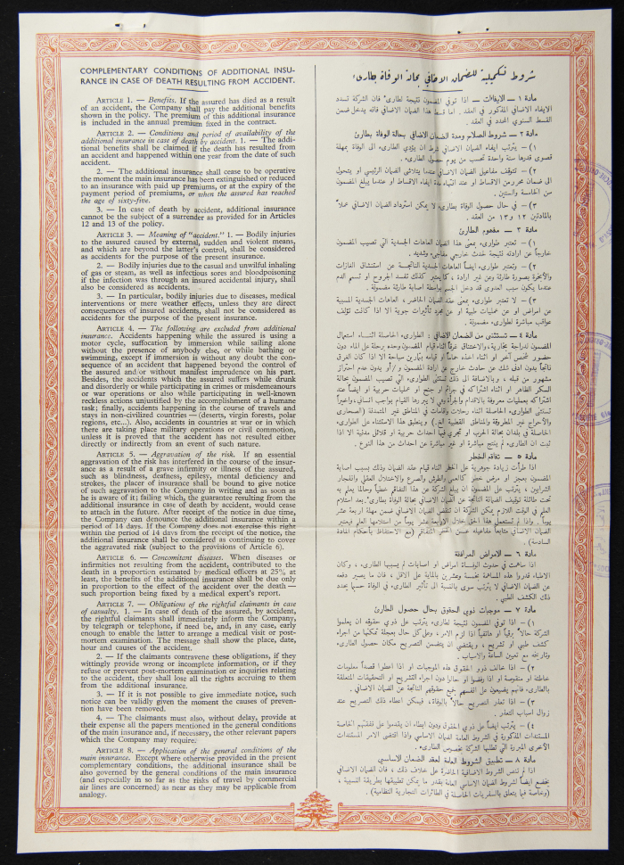 A Life Insurance Policy Issued by al-Ittihad al-Watani for Hanan Mikhaʾil	