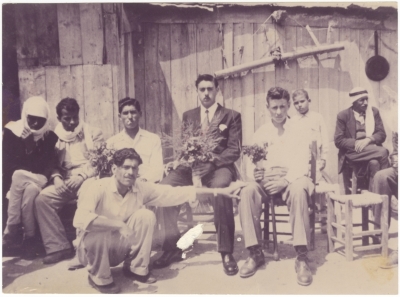 A group photograph in a Wedding Celebration of Fawzi Awad, al-Mazraa
