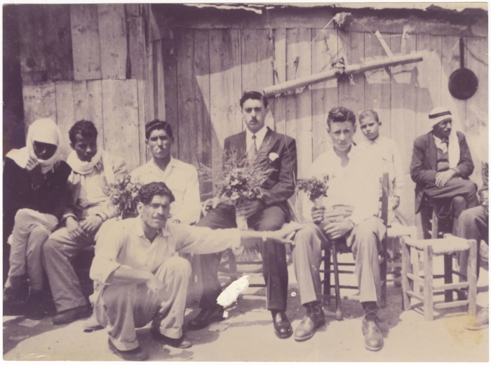 A group photograph in a Wedding Celebration of Fawzi Awad, al-Mazraa', 18 April 1959