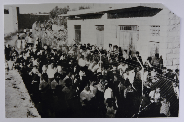 A Palestinian wedding on both sides of the separation fence in Beit Safafa, Jerusalem, in 1965