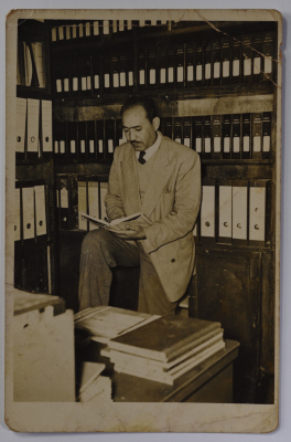 Musa Uthman from Beit Safafa, Jerusalem, at his workplace in Kuwait in 1958