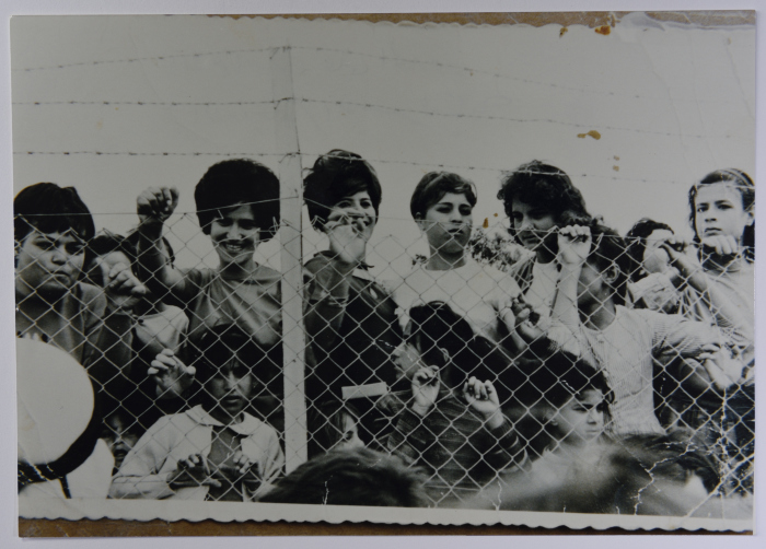 عرس فلسطيني على جانبي السلك الفاصل في قرية بيت صفافا في القدس عام 1962