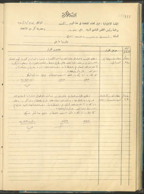The Tulkarm Municipal Council Minutes