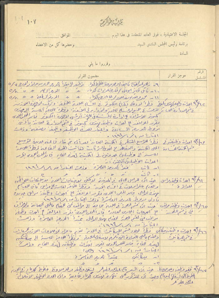 The Tulkarm Municipal Council Minutes