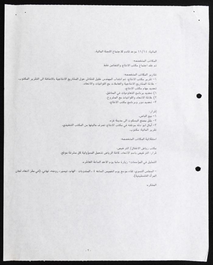 Executive Office of the Federation of Women's Action Committees, Meeting Minutes, 1991
