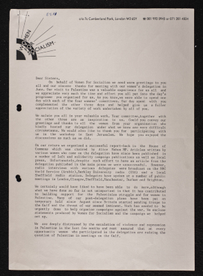 A Letter from Women For Socialism 