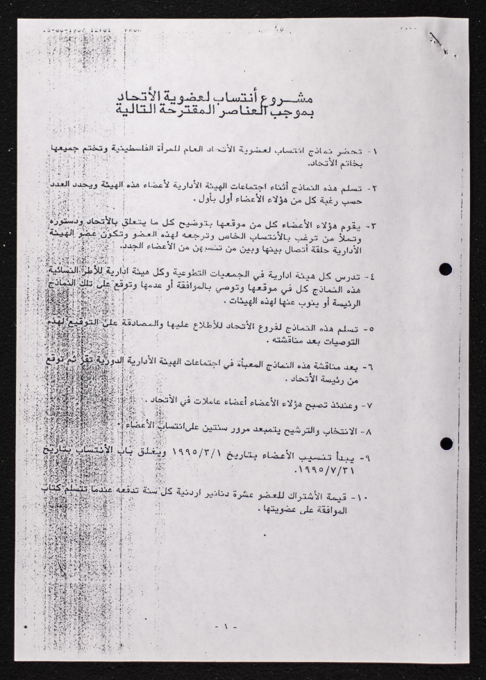 Membership in the General Union of Palestinian Women