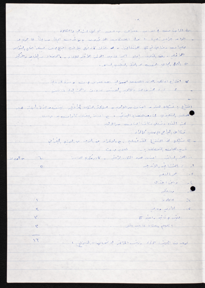 محضر اجتماع للجنة العليا لاتحاد لجان العمل النسائي