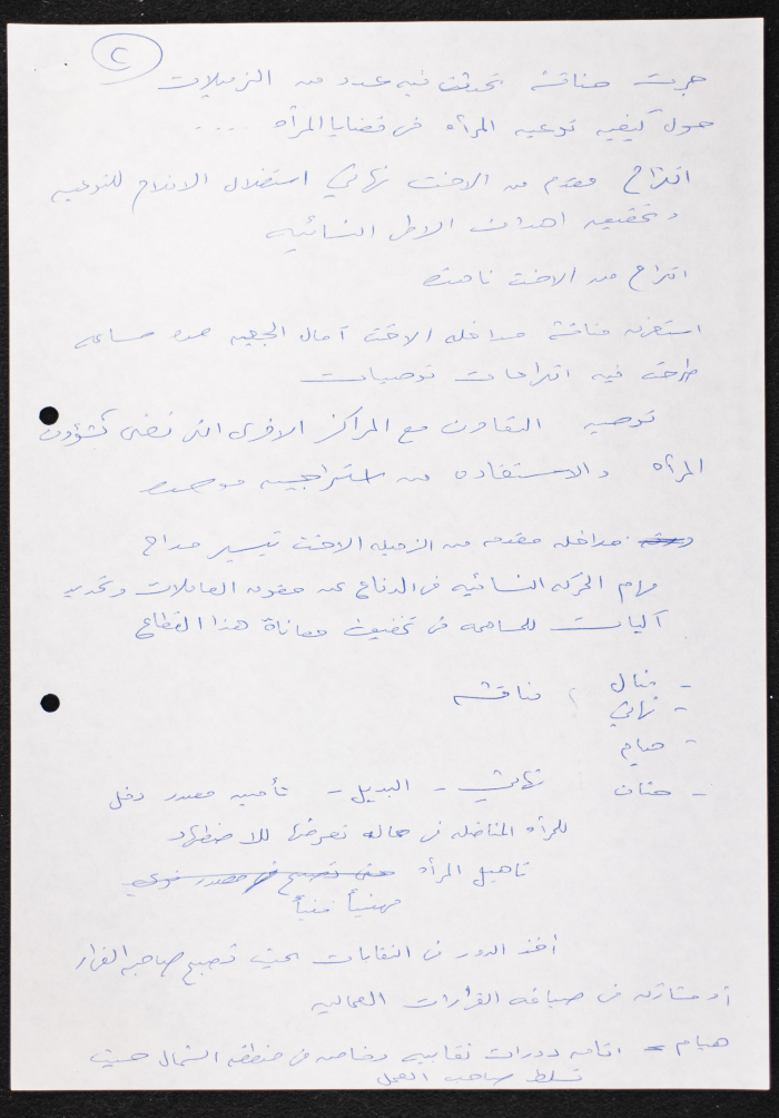 The Higher Committee of the Palestinian Federation of Women's Action Committees, Minutes of Meeting, 1992 