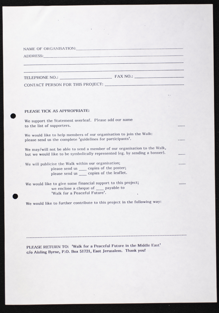 An Invitation to a Walk for a Peaceful Future in the Middle East
