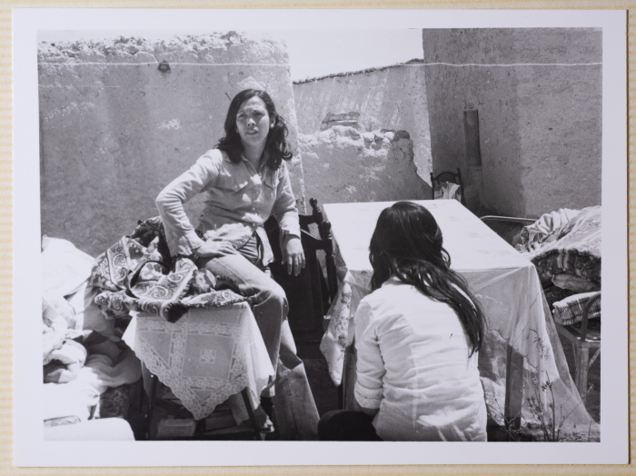 Wijdan and Resalah Shomali Sitting on their House Furniture where their Family was Displaced to in Ein el-Sultan Refugee Camp in Jericho, May 1980 