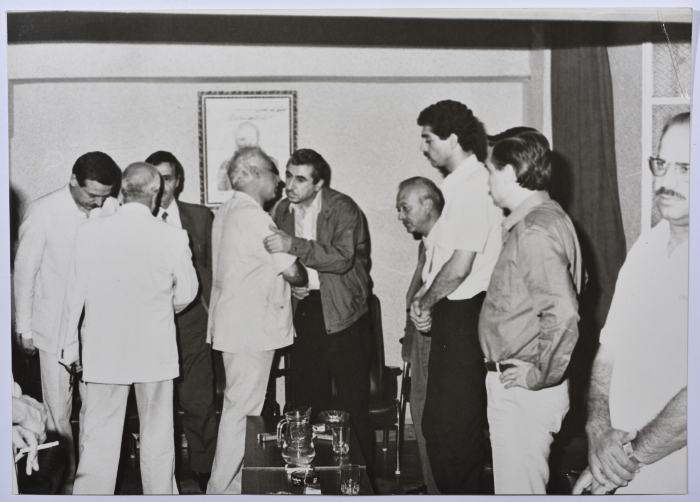 A Delegation from the Yemeni Embassy at Shahid Khaled Nazzal's Wake, Yarmouk Refugee Camp, June 1986