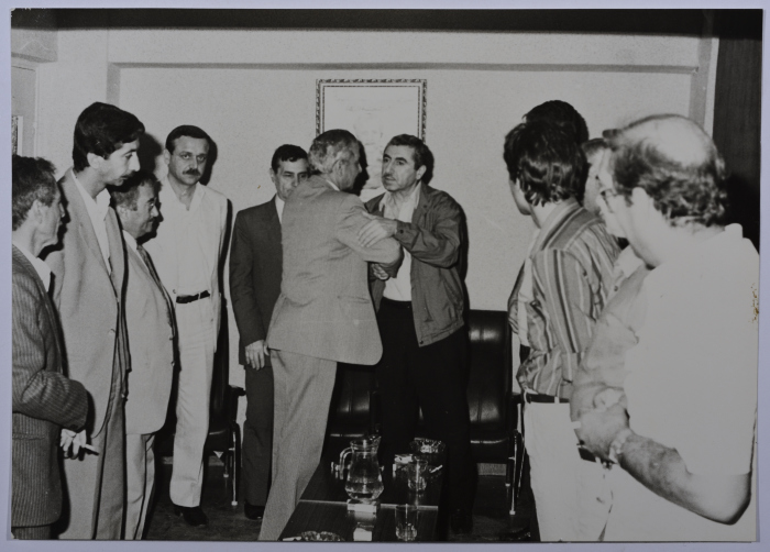 A Delegation from the Yemeni Embassy at Shahid Khaled Nazzal's Wake, Yarmouk Refugee Camp, June 1986