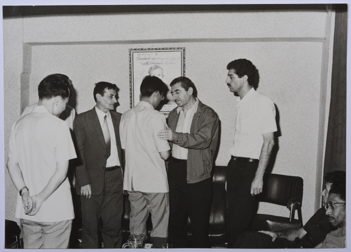 A Delegation from the Yemeni Embassy at Shahid Khaled Nazzal's Wake, Yarmouk Refugee Camp, June 1986
