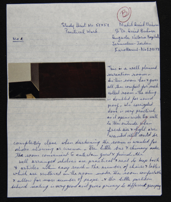 An Interior Design Practical Work by Nahil Bishara During her University Years, 1960-69
