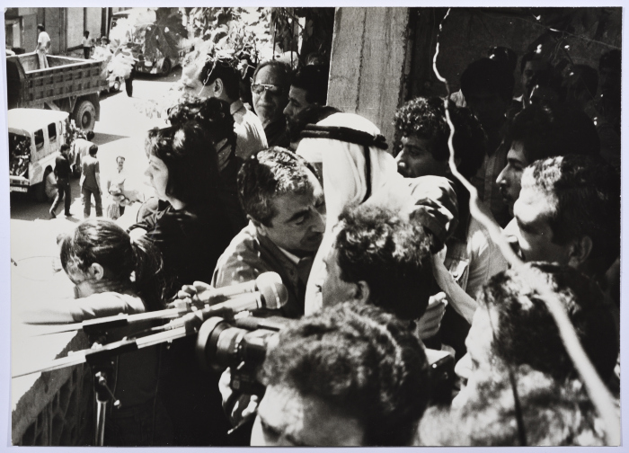 Ahmad Nazzal, Shahid Khaled Nazzal's Father, after Giving a Speech at his Son's Memorial, Yarmouk Refugee Camp, June 1986