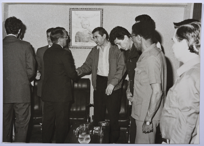 A Delegation from the Yemeni Embassy at Shahid Khaled Nazzal's Wake, Yarmouk Refugee Camp, June 1986