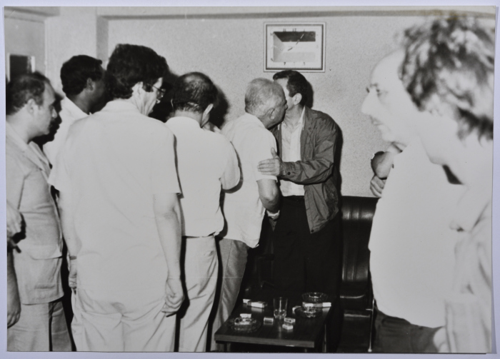 A Delegation from the Yemeni Embassy at Shahid Khaled Nazzal's Wake, Yarmouk Refugee Camp, June 1986