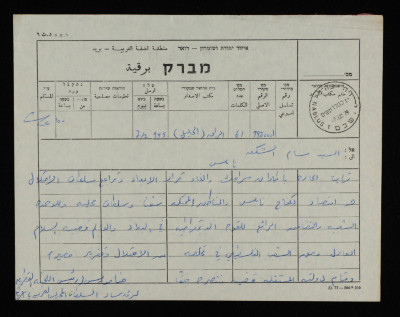 A Telegram from the Head of the Country Committee to Bassam ash-Shakʿa
