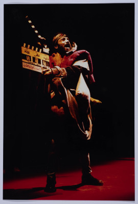 A Photograph of Rady Shhadeh During the Theatrical Performance of "Al-Ayn Was-Sin" in Paris 