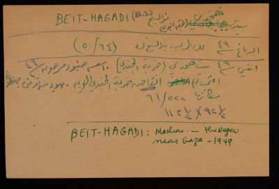A Paper Clipping Documenting the Hebrew Spelling of Beit Hajady, Bir al-Sabi