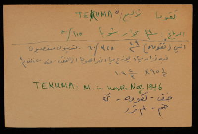 A Paper Clipping Documenting the Hebrew Spelling of Tekuma, Bir al-Sabi