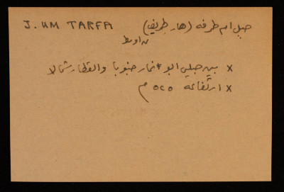 قصاصة توثق الإسم العربي والعبري لجبل أم طرفة في بئر السبع