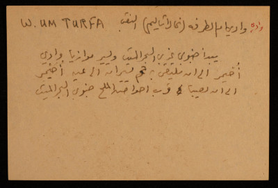 A Paper Clipping Documenting the Spelling of "Um Turfa", a Valley Southwest of the Dead Sea in the Negev 