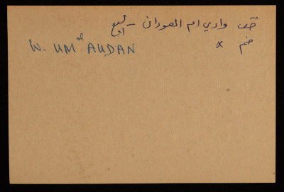 A Paper Clipping Documenting the Spelling of "Um Audan", a Valley East of Wadi Araba 