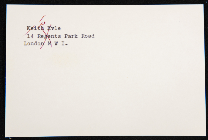 قصاصة توثق عنوان كيث كيفل، لندن- بريطانيا