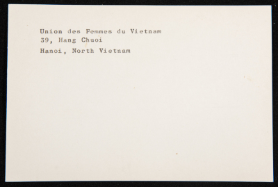 A Paper Clipping Documenting the Address of the Union des Femmes du Vietnam, Hanoi, North Vietnam