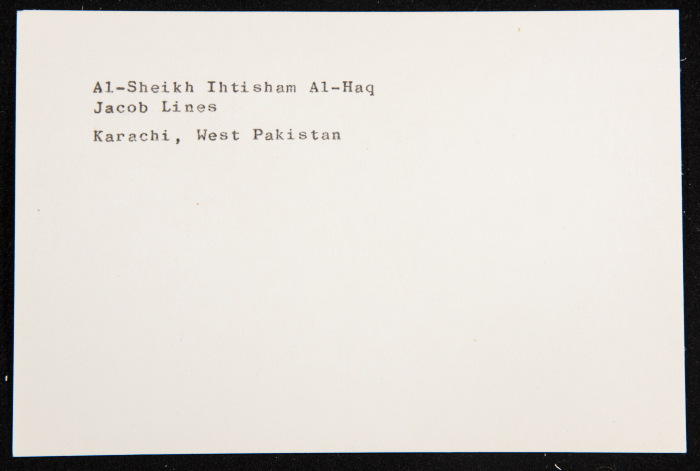 قصاصة تحمل اسم الشيخ احتشام الحق، باكستان