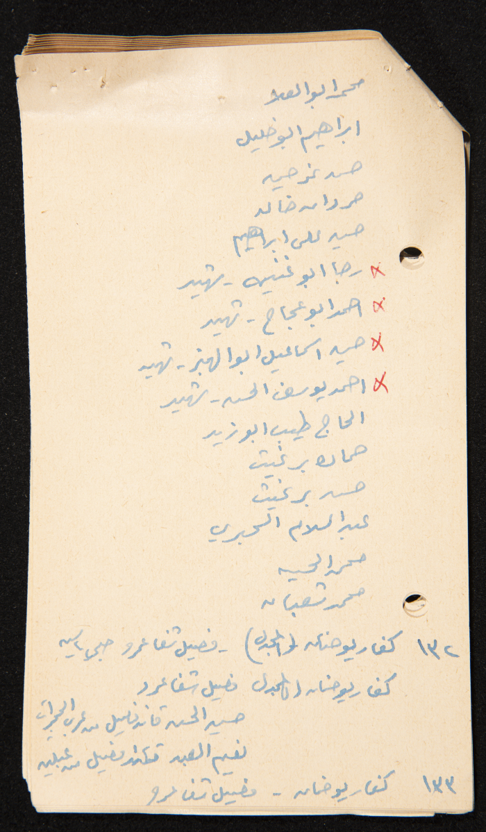 قصاصات توثق أسماء قادة ومجاهدين في ثورة 1936