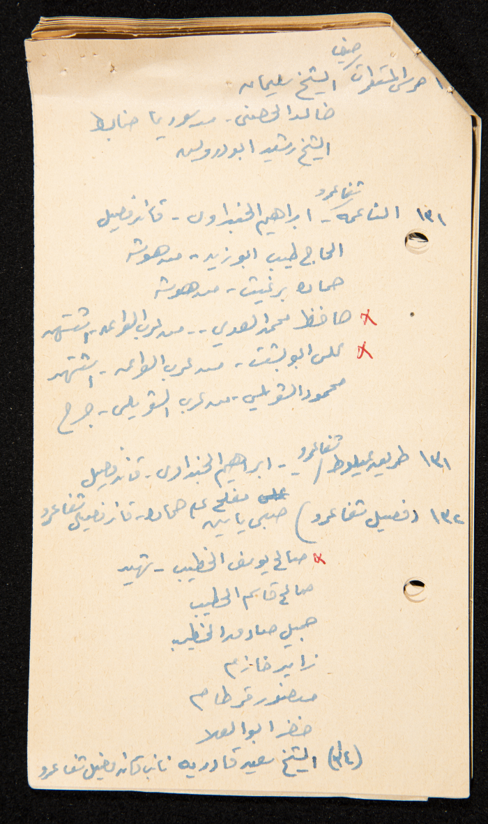 قصاصات توثق أسماء قادة ومجاهدين في ثورة 1936