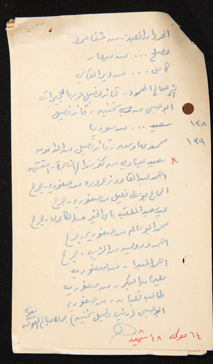 قصاصات توثق أسماء قادة ومجاهدين في ثورة 1936