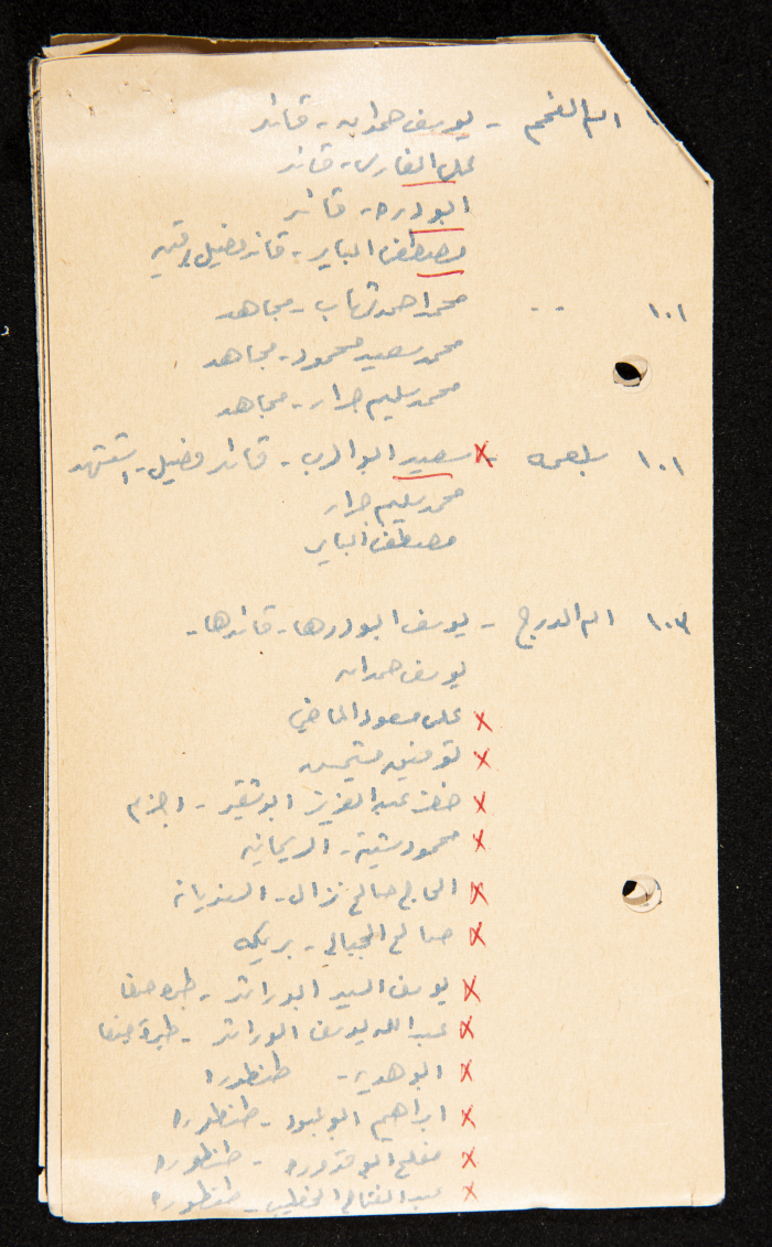 قصاصات توثق أسماء قادة ومجاهدين في ثورة 1936