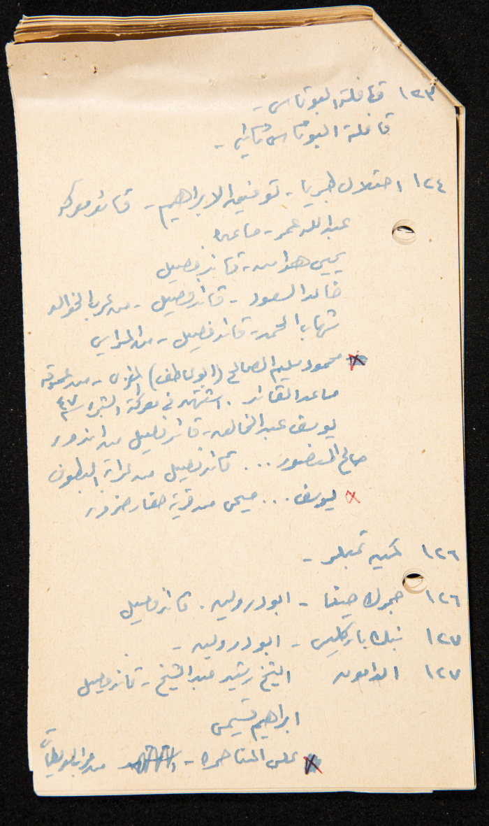 قصاصات توثق أسماء قادة ومجاهدين في ثورة 1936