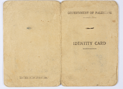 Abdul Salam Abdul Hamid ID Issued by the British Mandatory Government of Palestine, 1944 
