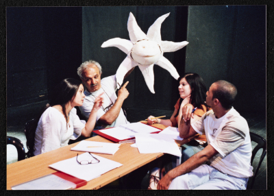 A Photograph of the "Ṣah Ṣah" Team at a Play Preparation 