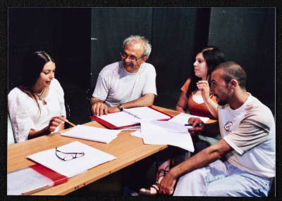 A Photograph of the "Ṣah Ṣah" Team at a Play Preparation 