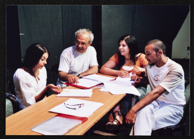 A Photograph of the "Ṣah Ṣah" Team at a Play Preparation 