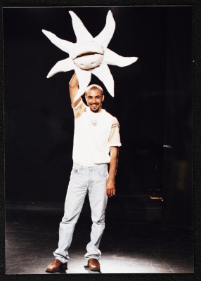 A Photograph of Actor Hasan Taha During the Theatrical Performance of "Ṣah Ṣah" Play, al-Midan Theatre 