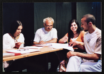 A Photograph of the "Ṣah Ṣah" Team at a Play Preparation 