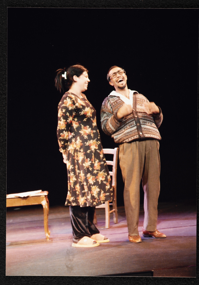 A Photograph of Ranin Bsharat and Hasan Taha During the Theatrical Performance 